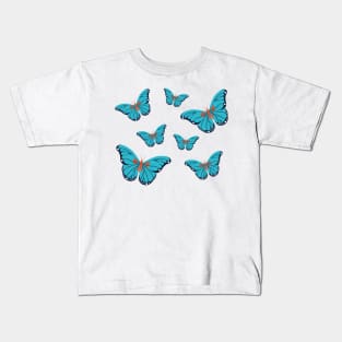 Vintage blue butterflies Kids T-Shirt